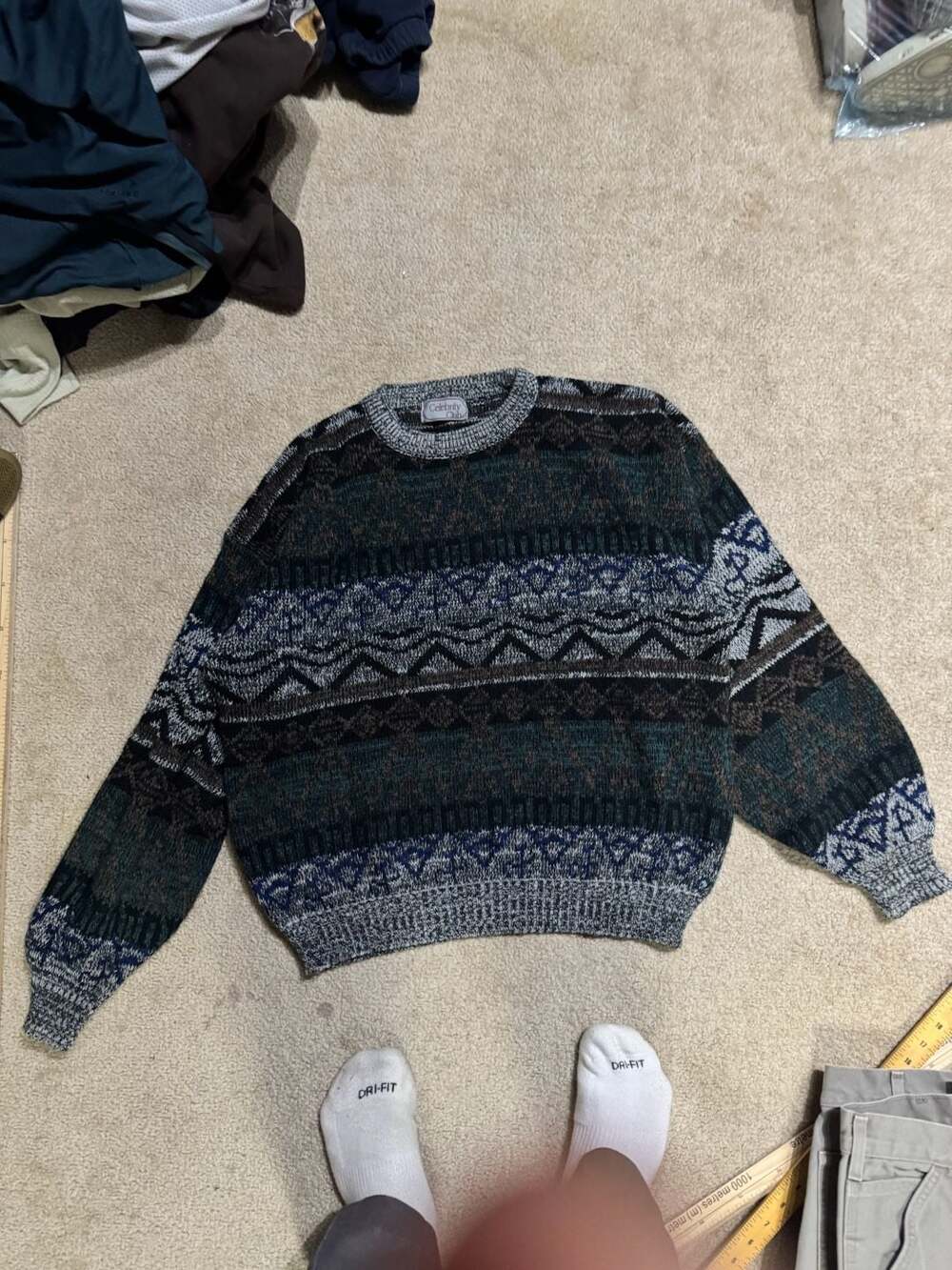 Vintage Celebrity Club 90s Aztec Geometric Knit Crewneck Sweater